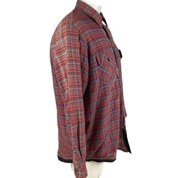 Vintage Sears Mens Store XL Faded Plaid Flannel Jacket Shacket Quilted Lining R1 - Picture 9 of 11
